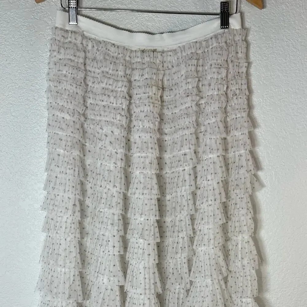 NWT Free People Return of the Ruffle Maxi Slip Skirt Medium Boho Lace Coquette
